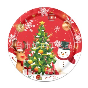 Christmas MerryChristmas Theme Disposable Paper Tray Tablecloth Paper Towel Party suit Arrangement Supplies