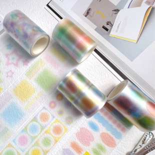 AGUGU spot PET transparent die-cut sticker roll basic hand account tape geometric dot index stick Korean hand account