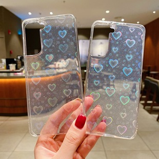 Drop Glue Laser Colorful Love for Samsung A53 Aurora S22ultra Silicone Note20ultra Phone Case