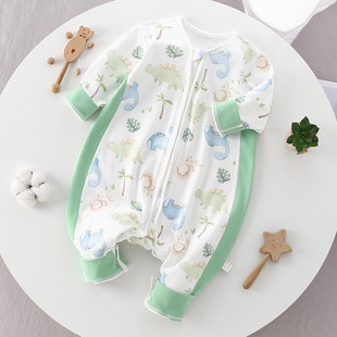 Baby Sleeping Bag Spring and Summer Cotton Baby's Leg-Split Sided Pajamas Zipper Kick-proof Quilt Four Seasons Universal Baby Sleeping Bag