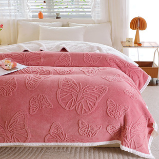 Foreign Trade Cross-border Double-sided Tower Furong Lamb Fleece Cut Flower Blanket Thickened Sofa Cover Blanket fleece-lined Bed Sheet Gift Fleece Blanket