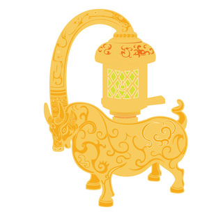 Wrong silver copper cow lamp refrigerator magnet metal magnetic suction Chinese style Nanjing museum cultural and creative tourism ancient style souvenir