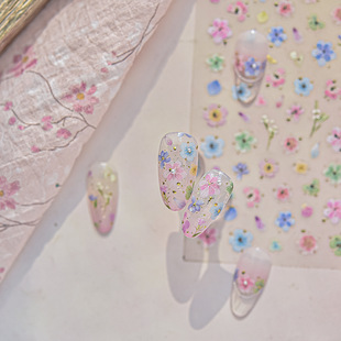 Tomoni Metal Nail Art Stickers Explosive Japanese Stationery Children's Nail Stickers Powder Dried Flower Nail Art Jewelry Stickers
