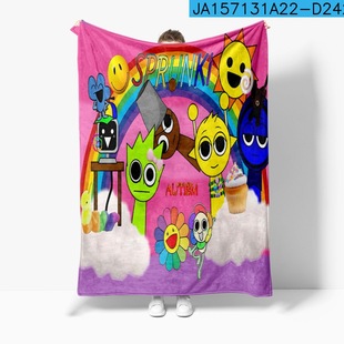 3D Cross Border Game Rhythm Box Sprunki Nap Blanket Flannel Print Warm Sleeping Blanket