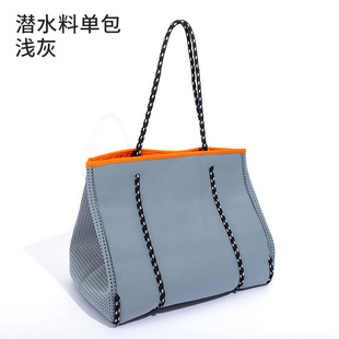 Red striped self-supporting bag diving material beach bag mother bag manufacturers large capacity ladies shoulder tote bag