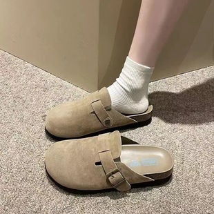 British Burken Shoes Women's 2024 New Spring and Autumn Thick-soled Burken Half Slippers Wear a Slip-on Lazy Shoes