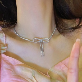 Super fairy sweet bow clavicle chain women's 2024 new explosion niche simple Joker necklace accessories wholesale