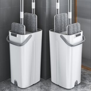 Lazy Mop Water Absorbent Rotating Barrel Hand-free Washing Flat Plate Household Wet and Dry Dual-use Scraping Bra Mop Dun Artifact