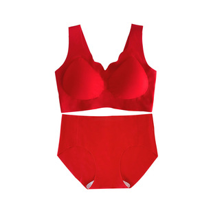 2025 year of life seamless underwear suit one-piece seamless beautiful back festive red bra suit women