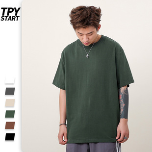 Мужская футболка с коротким рукавом TPY, летняя новая плотная свободная футболка с коротким рукавом 250 г, корейский модный однотонный топ