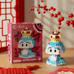 Lucking cat panda compatible with Lego tiny particles God of wealth New Year ornaments puzzle assembled building blocks toy wholesale
