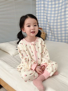 24 Four Seasons children's men's and women's baby jumpsuit long sleeve gauze sleeping bag jumpsuit romper Front 4 back 2 men's and women's