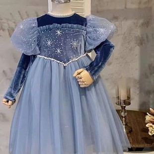 Girls' dress autumn and winter new children's western style birthday dress little girl Elsa Frozen princess dress