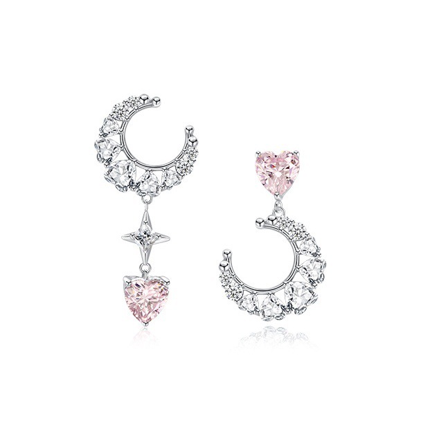 Exquisite Commuting Simple Love Pink Diamond Earrings Niche Design High-End Small Earrings