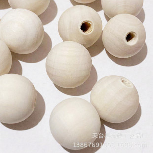 Factory wholesale Lotus wood beads 18MM Hemu half hole ball 20MM non-hole wooden beads DIY jewelry accessories