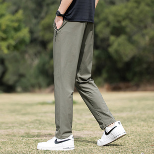 2025 Summer New Three-proof Ice Silk Pants Men's Fashionable All-match Sports Casual Pants Draps Cool Quick-drying Long Pants