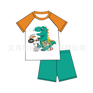 European and American Summer Short-Sleeved Boys' Cartoon Renewable Split Swimsuit Cute Beach Spa Sun Protection Swimsuit for Children and Middle-Aged Children