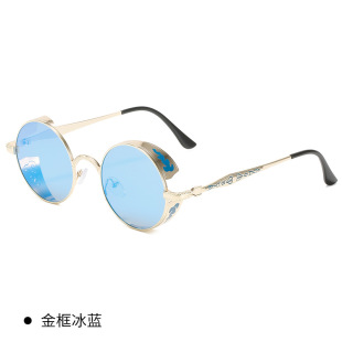 Cross-border Steampunk Sunglasses Round Dot Paint Sunglasses Men and Women Retro UV Protection Amazon Sunglasses