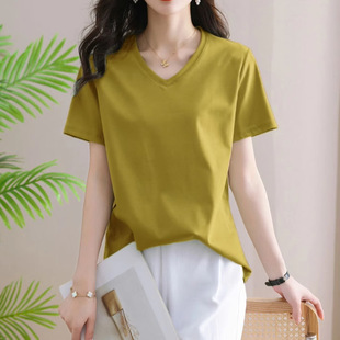 A generation of summer high quality mercerized cotton cool short sleeve chubby girl loose plus fat T-shirt jacket base shirt women
