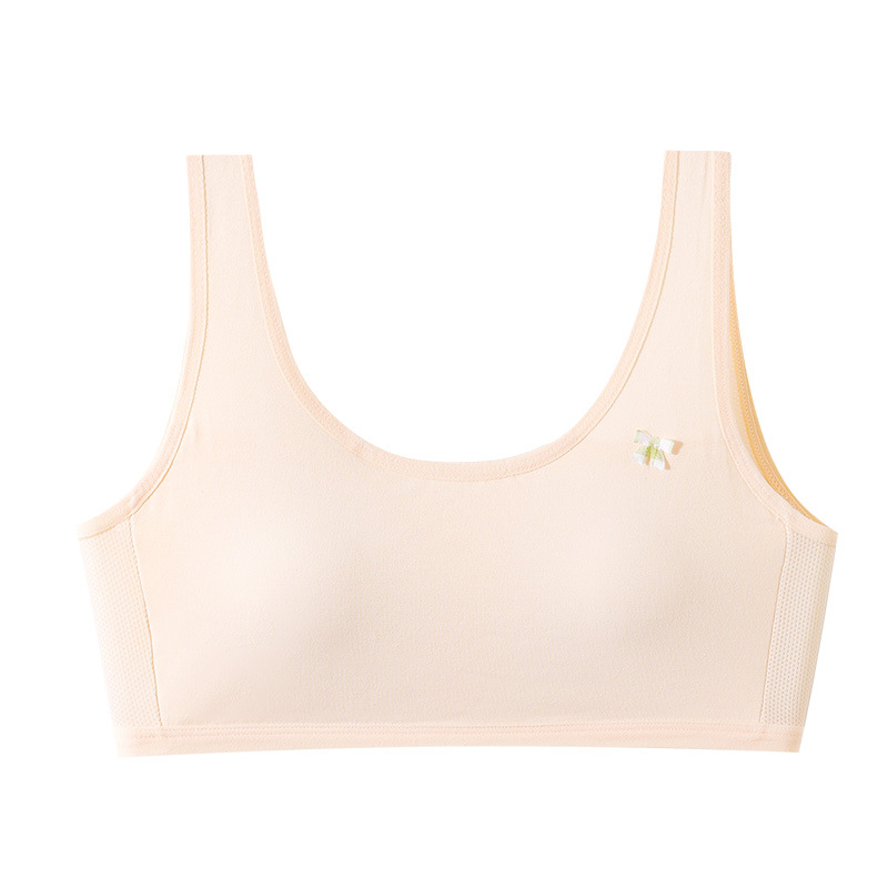 Developmental Sports Girl Underwear for Middle and High School Students Sports Shock-Proof Vest Development Bra Breathable Mesh Fixed Cup