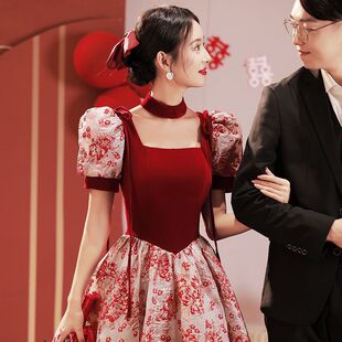 Bridal toast dress can be worn at ordinary times Red engagement dress 2024 new wedding evening dress small back-to-door dress for women