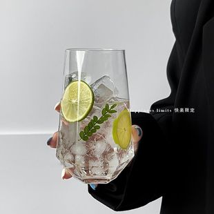 Ins Wind Water Trapeze Glass Cup Net Celebrity Restaurant Fruit Tea Cup Soda Bubble Water Cup Cold Beverage Cup Drinking Water Cup