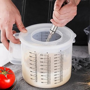 Стакан для выпечки Дозирующий стакан с брызгами шлифованная бытовая крышка перемешанная мука 2.5L большой емкости пластик для взбивания яйца чашка
