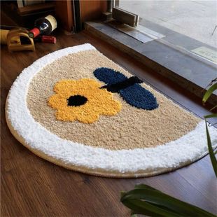 Semicircle Bathroom Absorbent Carpet Household Toilet Door Non-Slip Foot Mat Bathroom Dirt-Resistant Foot Mat Imitation Cashmere Carpet