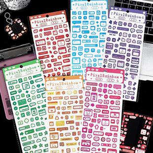 * Infeelme Pixel Game Sticker Flash Film Hand Account Goo Card Decorative Sticker Hand Account Sticker Korean Ins Style