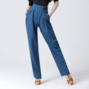2022 New Modern Dance Pocket Pants Women's High Waist Jump GB Friendship Dance Trousers Latin Dance Loose Pants