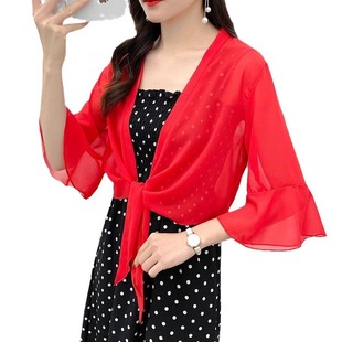 Outer Wear Small Jacket with Slip Skirt Thin Summer Short All-Match Small Shawl plus size Sunscreen Air-conditioning Shirt Outer Wear