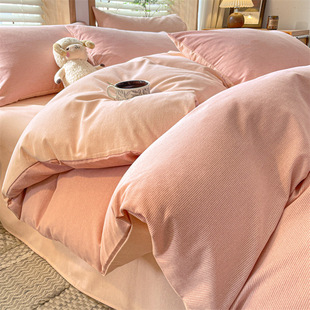 2025 New Cotton Thickened Sanding Four-piece Quilt Cover Single-piece Cotton Quilt Cover Dormitory Student Three-piece Bed Cover