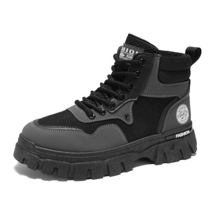 Martin Boots Men's Autumn Breathable High-top British Style Retro Tooling Boots Outdoor Mountaineering Desert Combat Rhubarb Boots