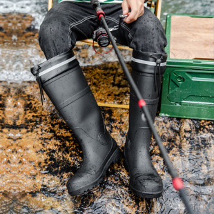 Thickened Anti-Snake Bite Steel-Toe Men's Rain Boots, Mid-High Outdoor Fishing Shoes, Waterproof, Non-Slip, Wear-Resistant Water Shoes