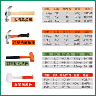 Luwei tool hammer multifunctional claw hammer leather hammer rubber hammer octagonal hammer woodworking mini hammer wholesale