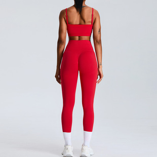 New Cross-Border Seamless Yoga Clothing Suit for Women Dopamine Color Tube Top Sports Suit Outdoor Running Fitness Clothing