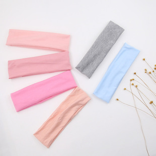 European and American new style solid color hair band cross-border wide-brimmed elastic headband children's breathable yoga printing hair band headdress hair accessories