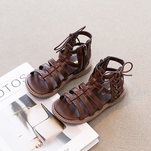 Girls Sandals Summer 2025 New Children's Strap Roman Shoes Big Kids Little Girl Princess Shoes Beach Shoes
