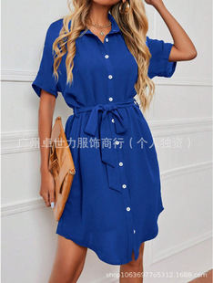 2025 Cross-border Foreign Trade European and American Independent Station ebay Amazon wish Explosions Shirt Collar dress in stock
