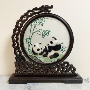 Suzhou specialty handmade embroidery embroidery finished ornaments table screen double-sided embroidery solid wood desktop integral cabinet abroad
