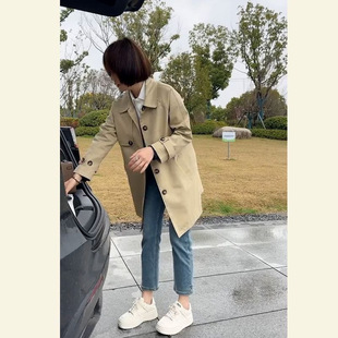 British-style Mid-length Coat Women's 2024 Spring New Elegant Loose Slimming Small Casual Commuting Jacket