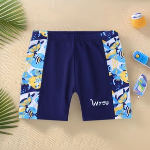 Children's Swimming Trunks Boys Swimming Trunks Swimming Cap suit Cartoon Printing Lace-up Swimming Trunks Flat Angle Swimming Trunks Children's Swimming Cap