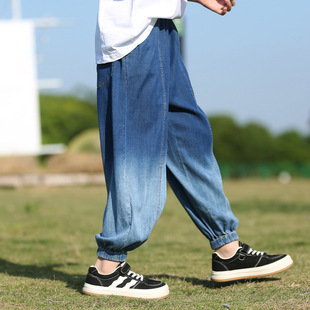 Boys Summer Jeans 2024 New Children's Loose Tencel Anti-mosquito Pants Boys Handsome Casual All-match Trousers