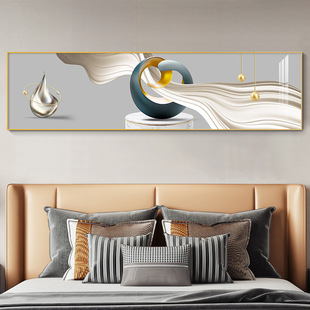 Modern minimalist bedroom decorative painting abstract style bedside mural horizontal version warm master bedroom background wall painting