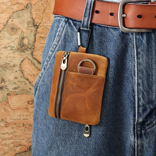 Cross-border Crazy Horse Leather Vintage Coin Wallet Coin Bag Key Portable Storage Bag Card Bag Genuine Leather Coin Purse Small Wallet