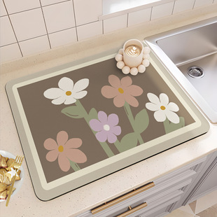 Light Luxury Advanced Kitchen Drain Mat Dining Table Top Oil Absorbent Water Absorbent Mat Coffee Machine Dirt Resistant Anti-Slip Mat