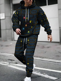 2024 New Cross-border 3D Digital Printing Hooded Sweat suit Letter Jungle Pattern Hooded Couple Clothes