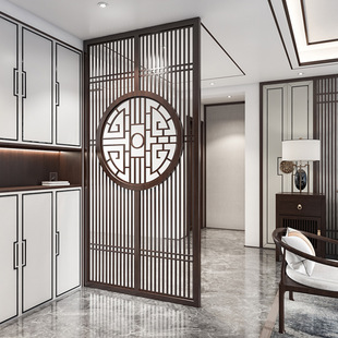 New Chinese Style Solid Wooden Partition Screen Living Room Entrance Entrance Doorway Shadows Home Simple Modern Pattern