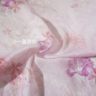 Gentle Iris Tencel Jacquard Printed Fabric Digital Direct Spray Spring and Summer Thin Women's dress Fabric Wholesale