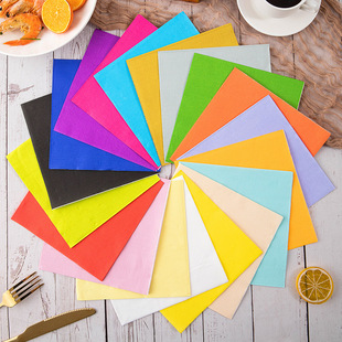 Jia Pai Solid Color Napkin Party Western Restaurant Supplies Paper Decoration Multicolor Square Tissue Factory Direct Printing Wholesale